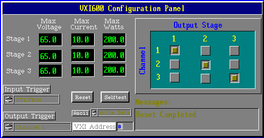 VXIMAIN Configuration Window